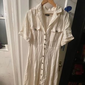 J Crew White Collared Camp Pocket Shirt Dress